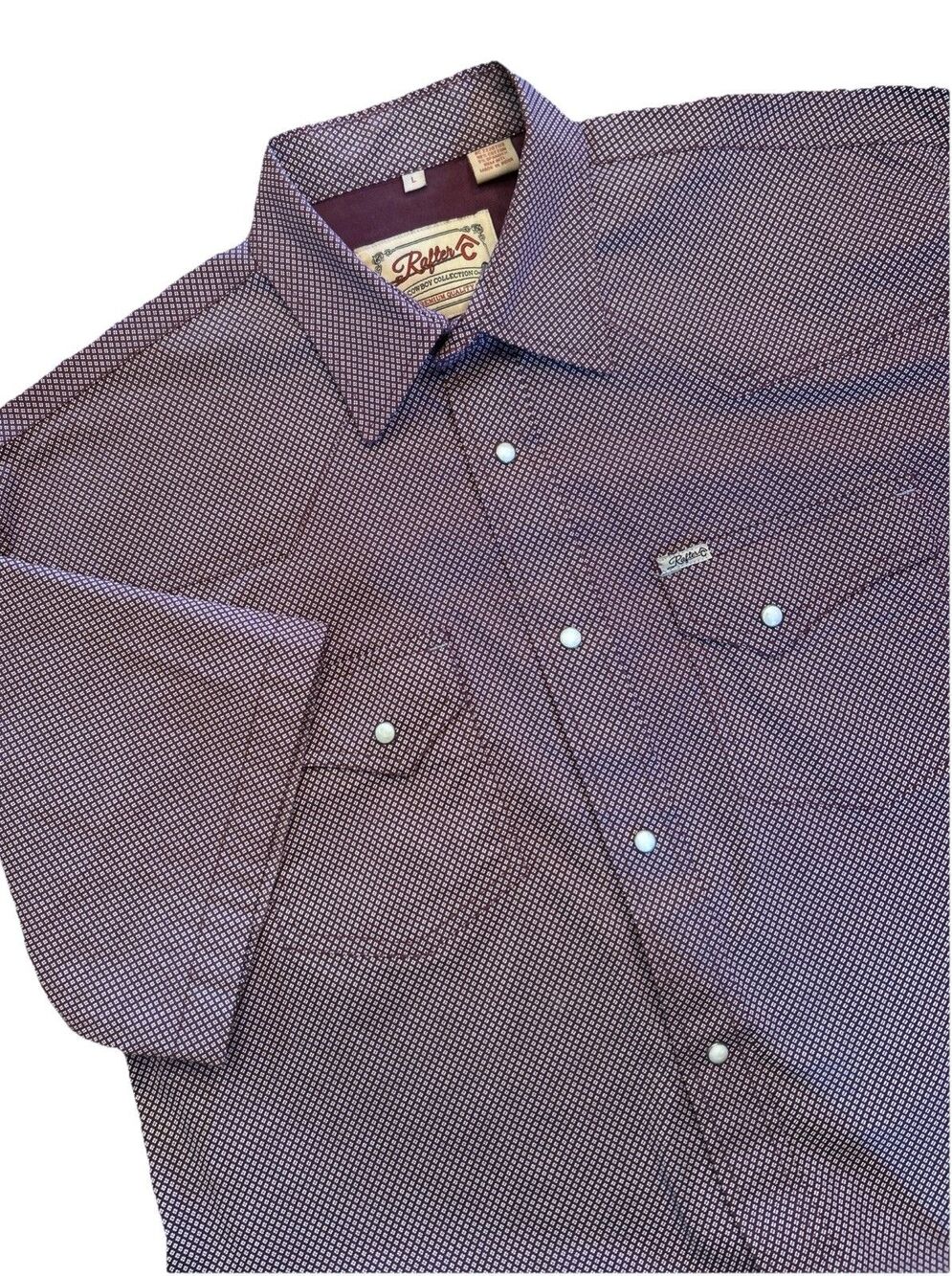 New Rafter C Pearl Snap Western Shirt ProFlex45 Men’s Sz Large Burgundy SSleeve